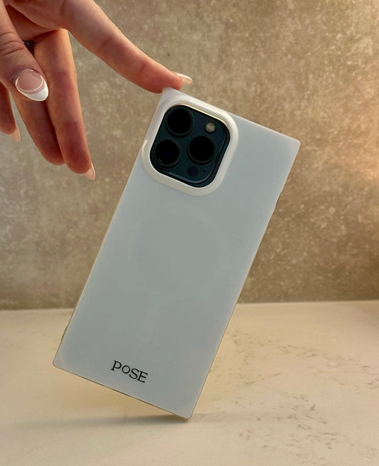 ⚪ Porcelain – Luxe Square iPhone Case